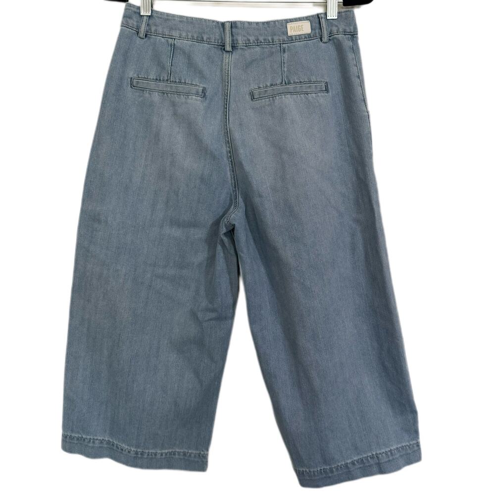 PAIGE Denim Clarice Culotte Jeans Light Fauna Blue Wash Size 28 Cropped Wide Leg - Picture 5 of 13